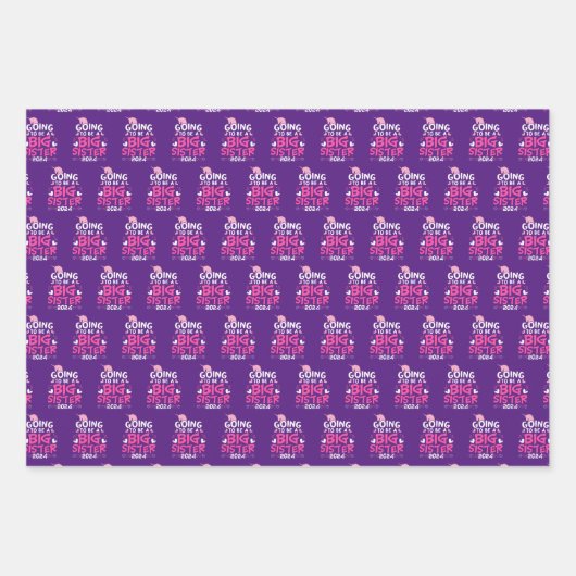2024 Große Schwester Unicorn Herz Geschenkpapier Set (Vorderseite 2)