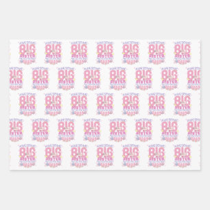 2024 Große Schwester wartet auf neues Baby Geschenkpapier Set