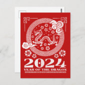 2024 Grunge Dragon Chinesisches Neujahr Postkarte (Vorne/Hinten)