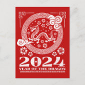 2024 Grunge Dragon Chinesisches Neujahr Postkarte (Vorderseite)