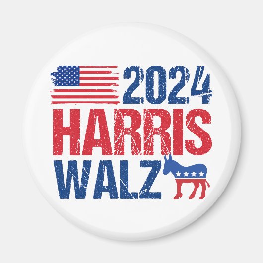 2024 Harris Walz Demokrat Donkey American Election Magnet (Vorne)