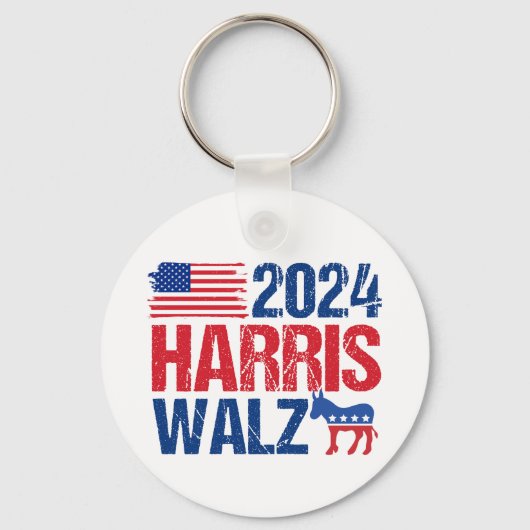 2024 Harris Walz Demokrat Donkey American Election Schlüsselanhänger (Rückseite)