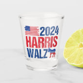 2024 Harris Walz-Demokrat, Donkey-Wahl Schnapsglas (Vorderseite)