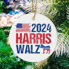 2024 Harris Walz Demokrat Donkey Weihnachten Keramik Ornament