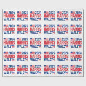 2024 Harris Walz Patriotische amerikanische Flagge Geschenkpapier (Flach)