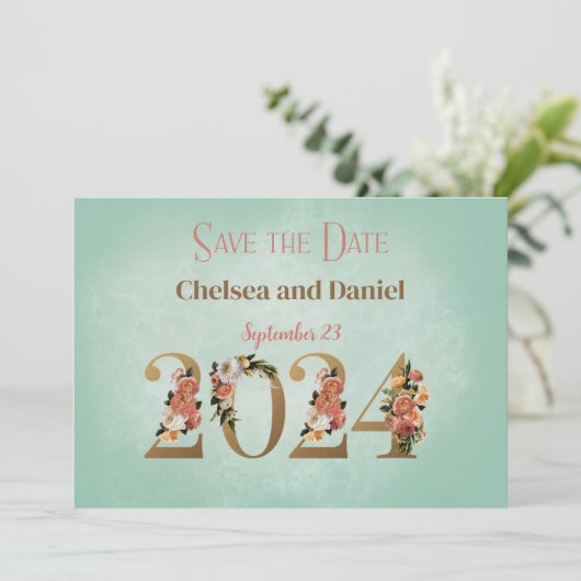 2024 Hochzeit Save the Date Personalisiert Einladung (Stehend Vorderseite)