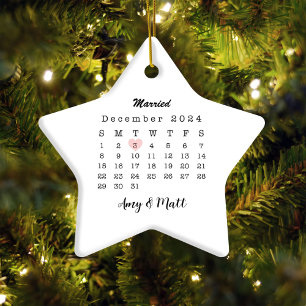 2024 Hochzeitdatum Herzkalender Verheiratete Keram Ornament