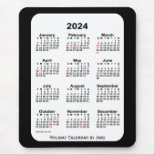 2024 Holiday Two Tone Black Calendar von Janz Mousepad (Vorne)