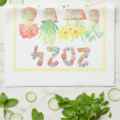 2024 Hübscher Kalender Küche Handtuch Blume (Gefaltet)
