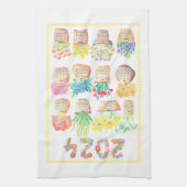 2024 Hübscher Kalender Küche Handtuch Blume (Vertikal)