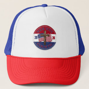 2024 Ihre Stimme zählt mit Cross und USA Flag Truckerkappe