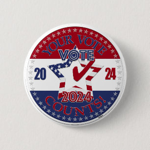 2024 Ihre Stimme zählt WÄHLEN SIE 2024 Stern Häkch Button