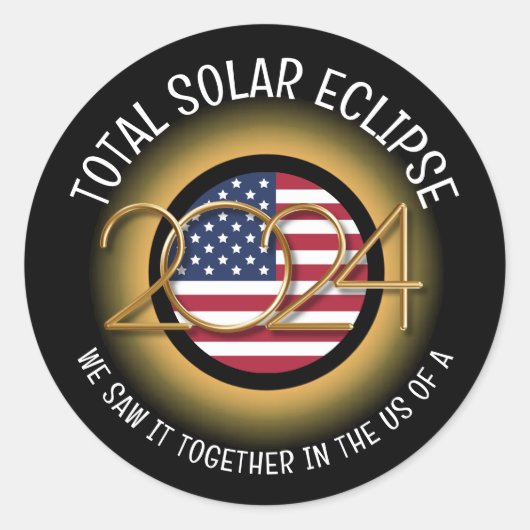 2024 INSGESAMT SOLAR ECLIPSE USA RUNDER AUFKLEBER (Vorderseite)