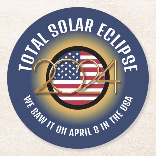 2024 INSGESAMT SOLAR ECLIPSE USA RUNDER PAPPUNTERSETZER (Vorderseite)
