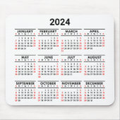 2024 Jahr auf einen Blick: Rot, Schwarz und Weiß Mousepad (Vorne)
