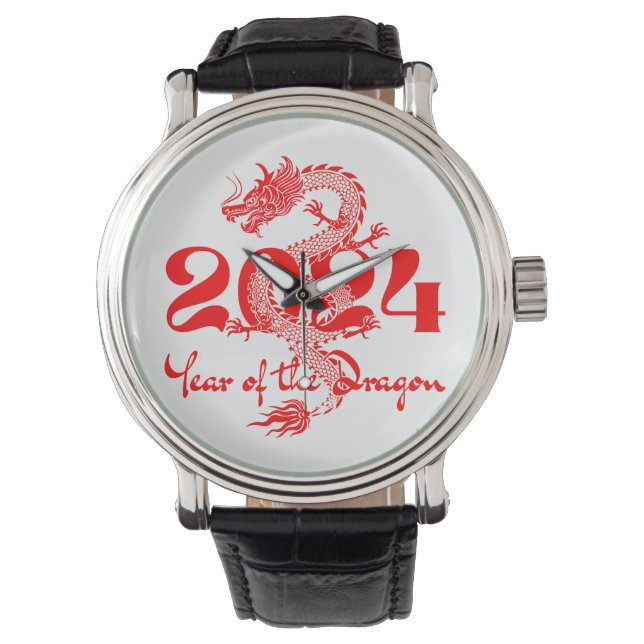 2024 Jahr des chinesischen Drachen-Neujahrs Armbanduhr (Vorderseite)