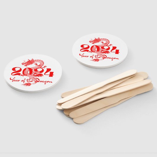 2024 Jahr des chinesischen Drachen-Neujahrs Fächer (Non-assembled)