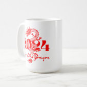 2024 Jahr des chinesischen Drachen-Neujahrs Kaffeetasse (Vorderseite Links)