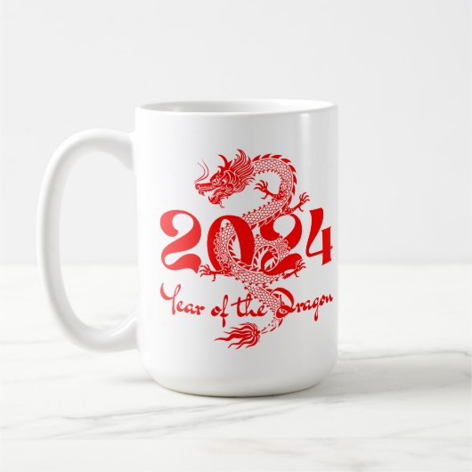 2024 Jahr des chinesischen Drachen-Neujahrs Kaffeetasse (Links)
