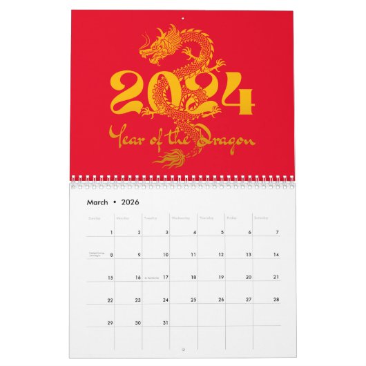 2024 Jahr des chinesischen Drachen-Neujahrs Kalender (Mär 2026)