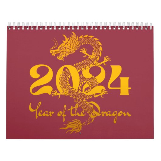 2024 Jahr des chinesischen Drachen-Neujahrs Kalender (Titelbild)
