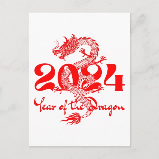 2024 Jahr des chinesischen Drachen-Neujahrs Postkarte (Vorderseite)