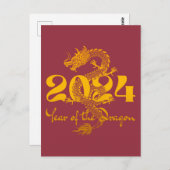 2024 Jahr des chinesischen Drachen-Neujahrs Postkarte (Vorne/Hinten)