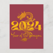 2024 Jahr des chinesischen Drachen-Neujahrs Postkarte (Vorderseite)