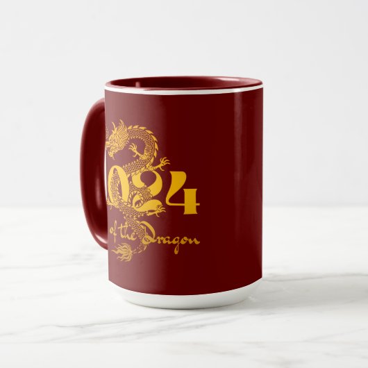 2024 Jahr des chinesischen Drachen-Neujahrs Tasse (Vorderseite Links)