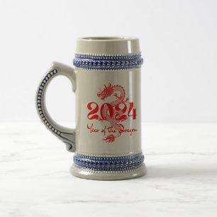 2024 Jahr des Drachen Chinesisches Neujahr Bierglas