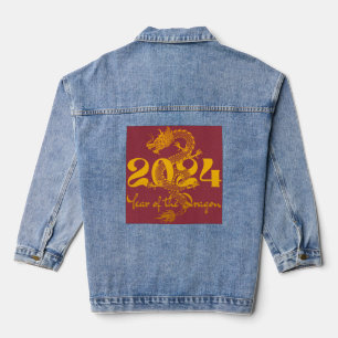 2024 Jahr des Drachen Chinesisches Neujahr Jeansjacke