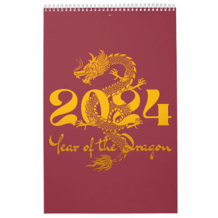 2024 Jahr des Drachen Chinesisches Neujahr Kalender