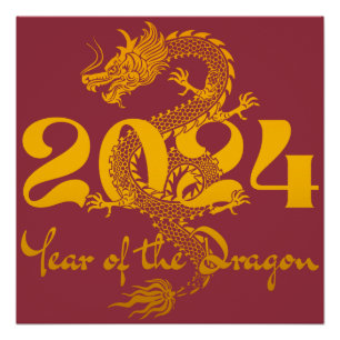 2024 Jahr des Drachen Chinesisches Neujahr Poster