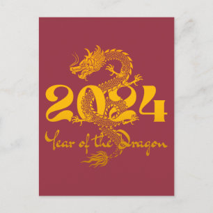 2024 Jahr des Drachen Chinesisches Neujahr Postkarte