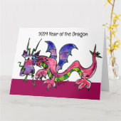 2024 Jahr des Drachen-Neujahrs Karte (Gelbe Blume)