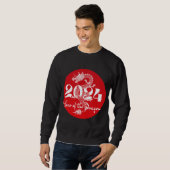 2024 Jahr des Drachen rot weiß Sweatshirt (Vorne ganz)