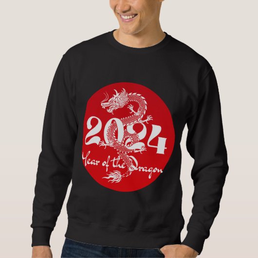 2024 Jahr des Drachen rot weiß Sweatshirt (Vorderseite)