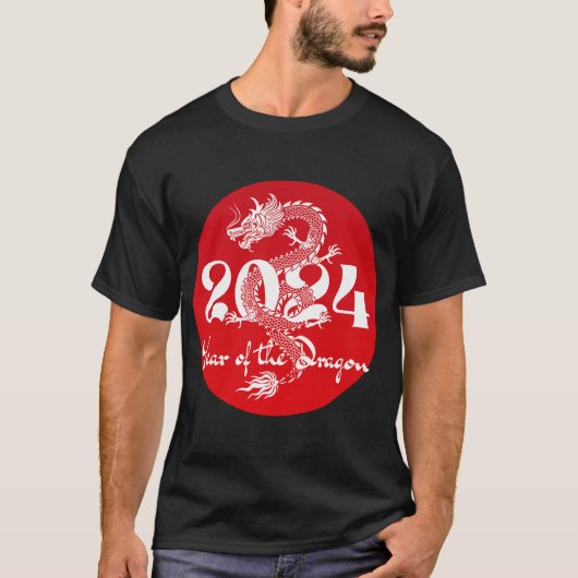 2024 Jahr des Drachen rot weiß T-Shirt (Vorderseite)