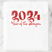 2024 JAHR DES DRAGONS ROT RECHTECKIGER AUFKLEBER (Tasche)