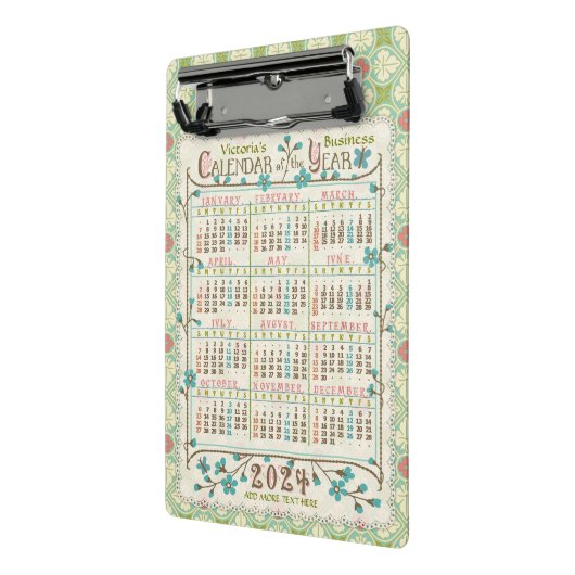 2024 Jahre Kalender Viktorianisch Jugendstil | Ben Mini Klemmbrett (Gewinkelt2)