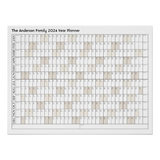 2024-Jahres-Planer, Familienname Office-Kalender Poster (Vorderseite)