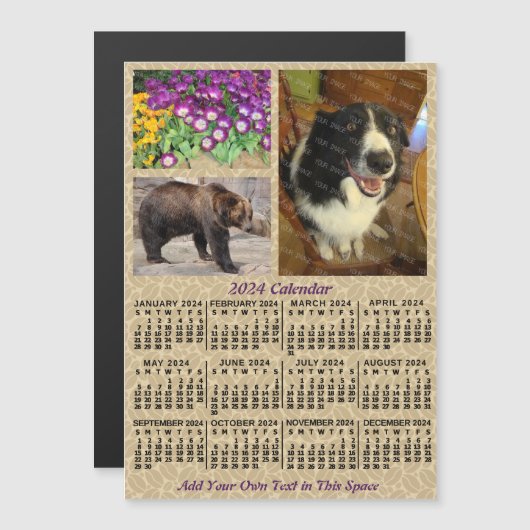 2024-jähriger Kalender Kaffeebohnen 3 Fotos Magneteinladung (Vorne/Hinten)