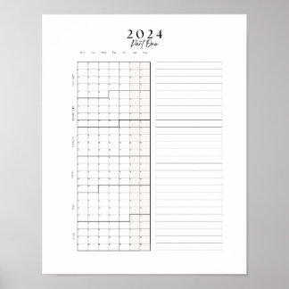 2024 Januar - Juni Blockkalender Wall Poster