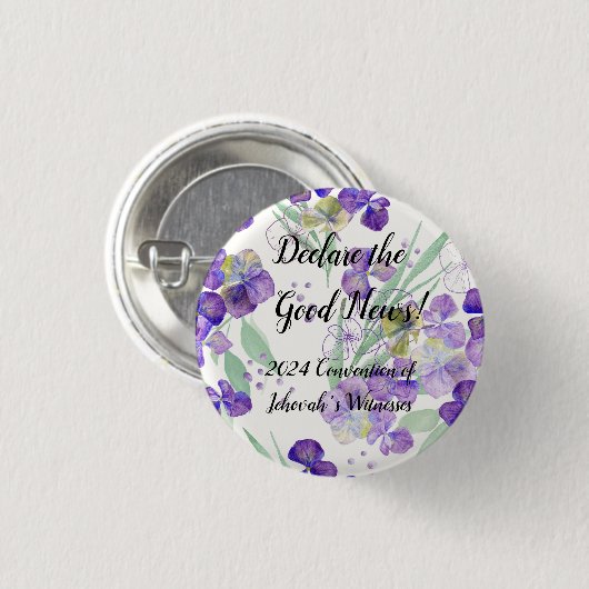 2024 JW Convention Hydrangea petals customize Button (Vorne & Hinten)