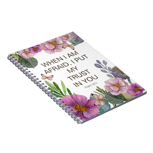 2024 JW Jahr Text Psalm 56:3 Blume Schmetterling Notizblock (Rechte Seite)