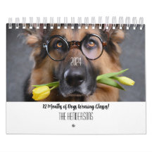 2024 Kalender 12 Monate Hunde mit Brille