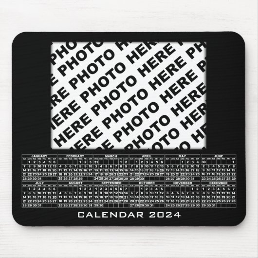 2024 Kalender 1 Fotos hinzufügen Mousepad Black (Vorne)