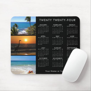 2024 Kalender 3 Foto Personalisiert Schwarz Mousepad