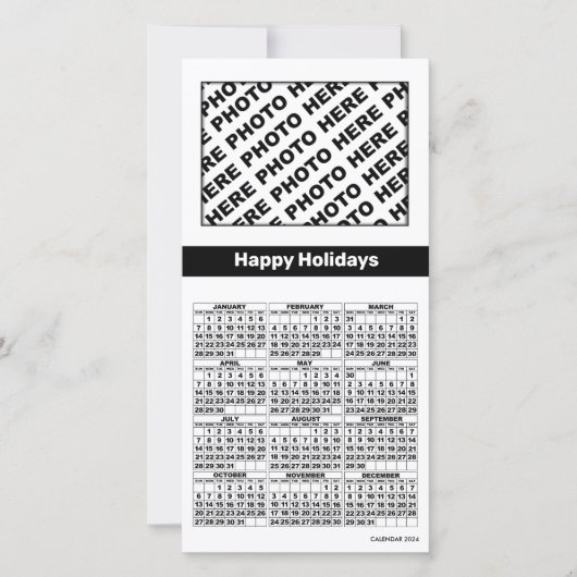 2024 Kalender 4 Fotos Karte hinzufügen Einfach Sch (Vorderseite)