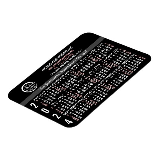 2024 Kalender Benutzerdefinierter Firmenlogo Name Magnet (Linke Seite)